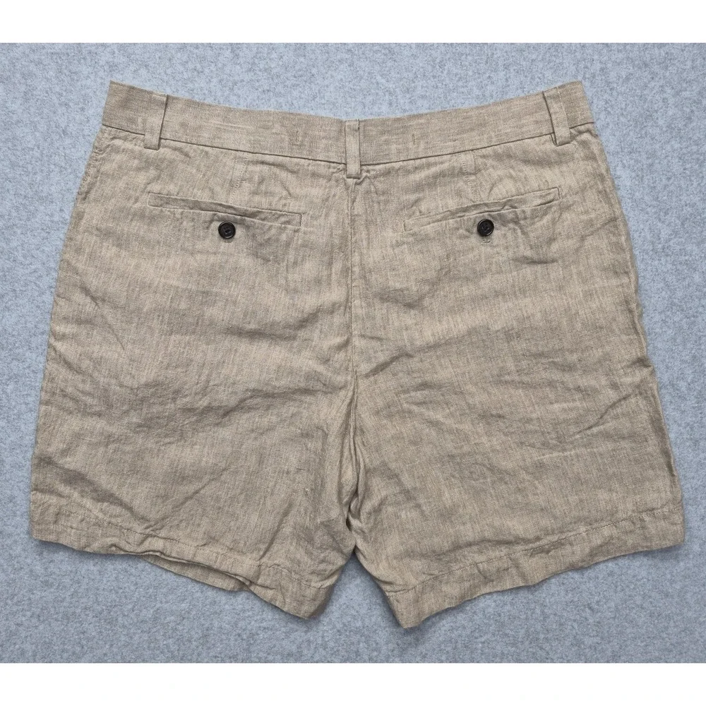 Banana Republic Shorts Mens Size 33 Tan Linen Blend Chino Oatmeal Casual Flat